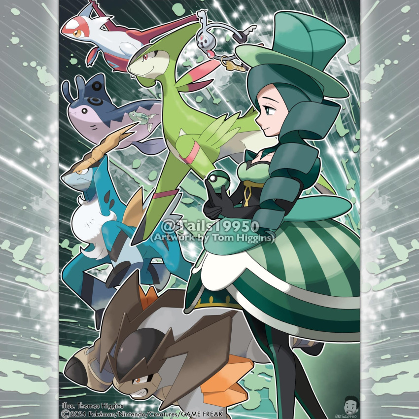 1girl, artist_name, black_gloves, black_pantyhose, breasts, clenched_teeth, closed_mouth, cobalion
