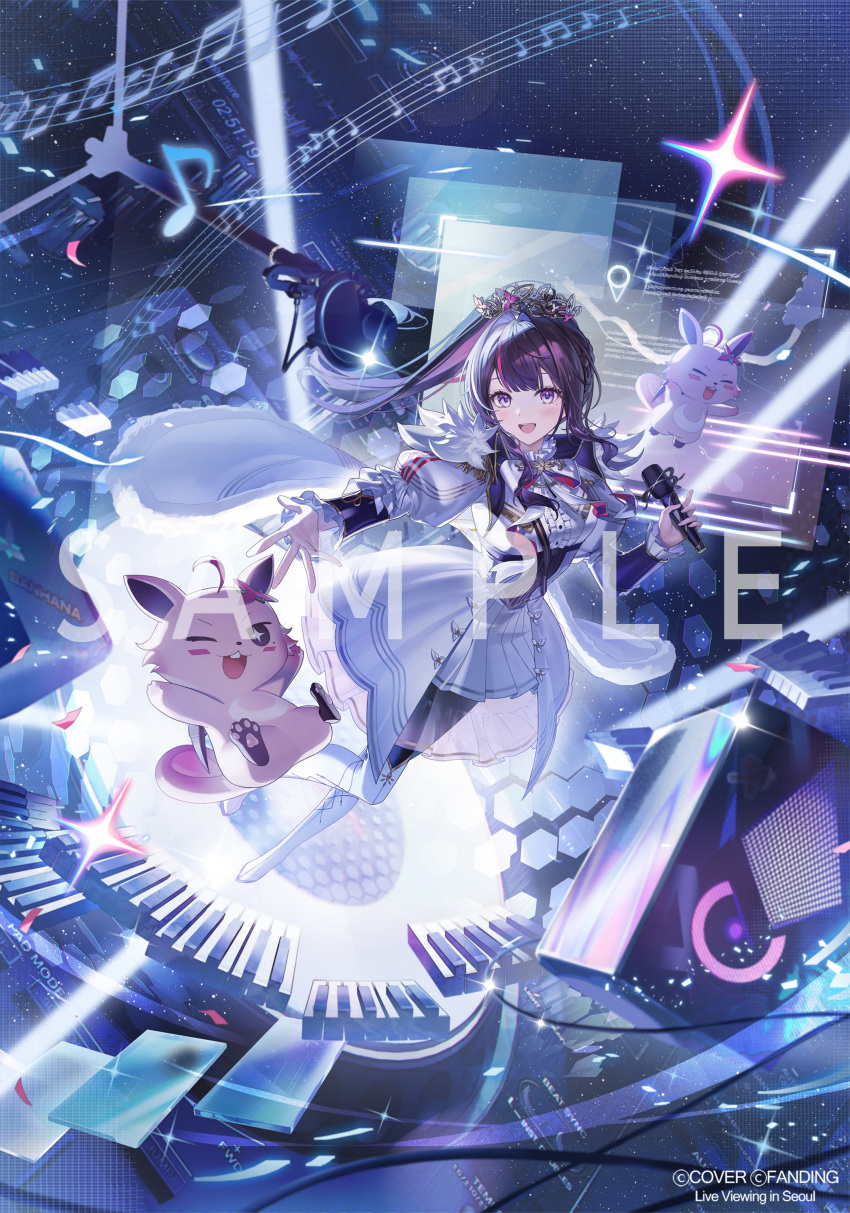 1girl, :d, absurdres, azki_(hololive), azki_(prima_diva)_(hololive), bilingual_commentary, black_corset, black_hair