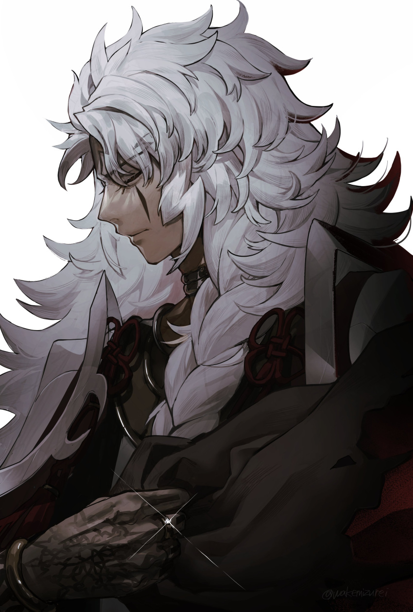 1boy, absurdres, bracelet, braid, commentary_request, dark-skinned_male, dark_skin, facial_mark