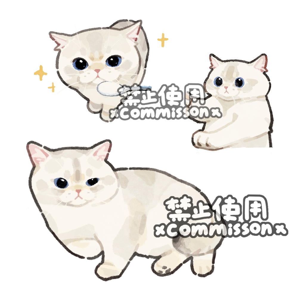 animal, animal_focus, blue_eyes, british_shorthair, cat, commission, full_body, looking_at_viewer