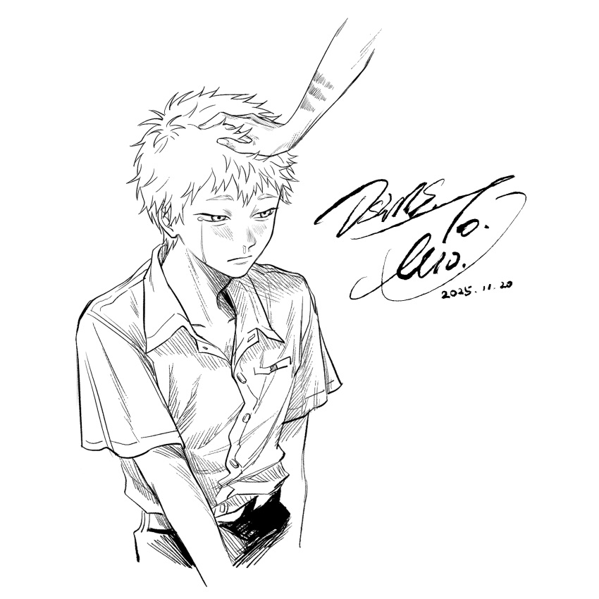 2boys, blush, collared_shirt, commentary, crying, crying_with_eyes_open, dated, english_commentary