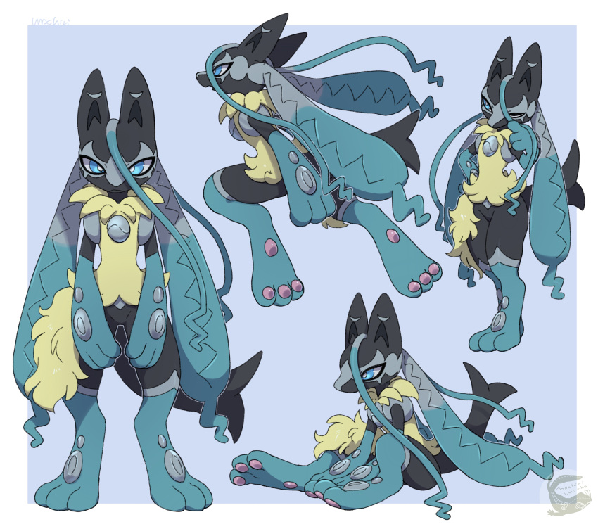 1other, absurdres, animal_ears, black_fur, blue_eyes, blue_fur, body_fur, closed_mouth