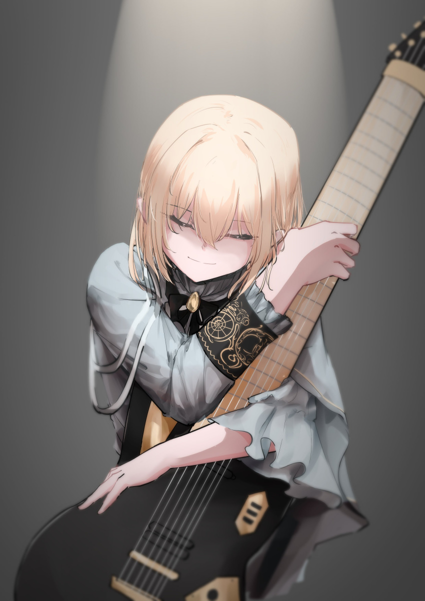 1girl, 7-string_guitar, absurdres, bang_dream!, bang_dream!_it's_mygo!!!!!, blonde_hair, commentary_request, electric_guitar