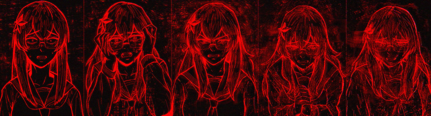 1girl, angry, artificial_intelligence, bad_link, breasts, clenched_teeth, collarbone, crying