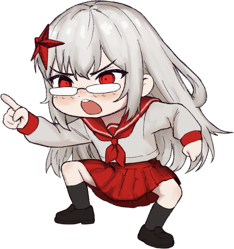 1girl, angry, bad_link, black_shoes, black_socks, chibi, deformed, glasses