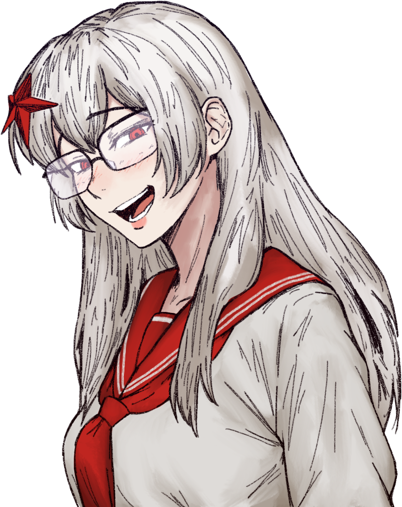 1girl, bad_link, glasses, hair_ornament, hearts_of_iron, iaart1, long_hair, necktie