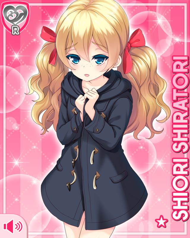 1girl, aqua_eyes, black_coat, blonde_hair, blue_eyes, card_(medium), character_name, coat