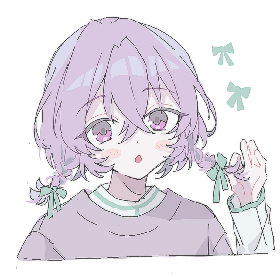 :o, alternate_hairstyle, blush_stickers, braid, commentary, crossed_bangs, ensemble_stars!, green_ribbon