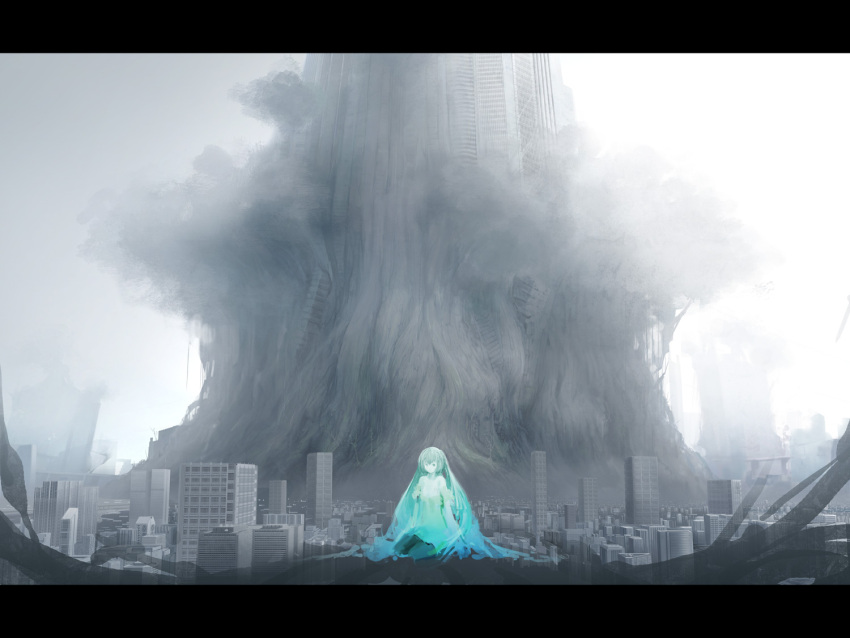 cityscape, hatsune_miku, letterboxed, lifemeat, long_hair, sitting, solo, tree