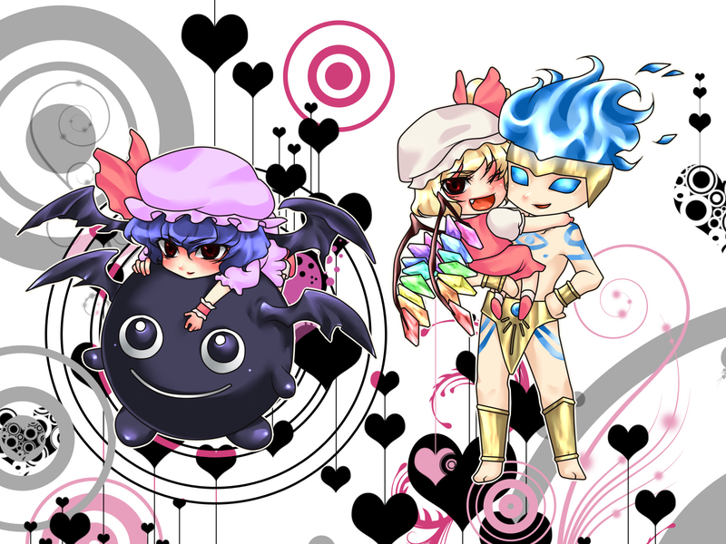 blonde_hair, blue_hair, character_request, crossover, discharge_cycle, fang, felden, fernandez