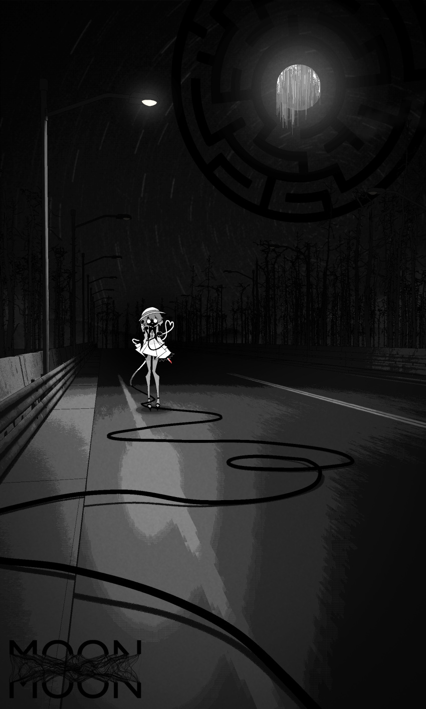 1girl, absurdres, antique_phone, black_sun_(symbol), blood, blood_on_knife, buttons, cocokana