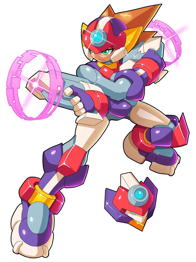 1boy, android, armor, axl_(mega_man), axl_(mega_man)_(cosplay), biometal, brown_hair, cosplay, energy_gun, forehead_jewel, full_body, green_eyes, gun, helmet, holding, holding_gun, holding_weapon, legs_apart, male_focus, mega_man_(series), mega_man_x_(series), mega_man_zx, parody, red_helmet, simple_background, spiky_hair, standing, style_parody, ultimatemaverickx, weapon, white_background