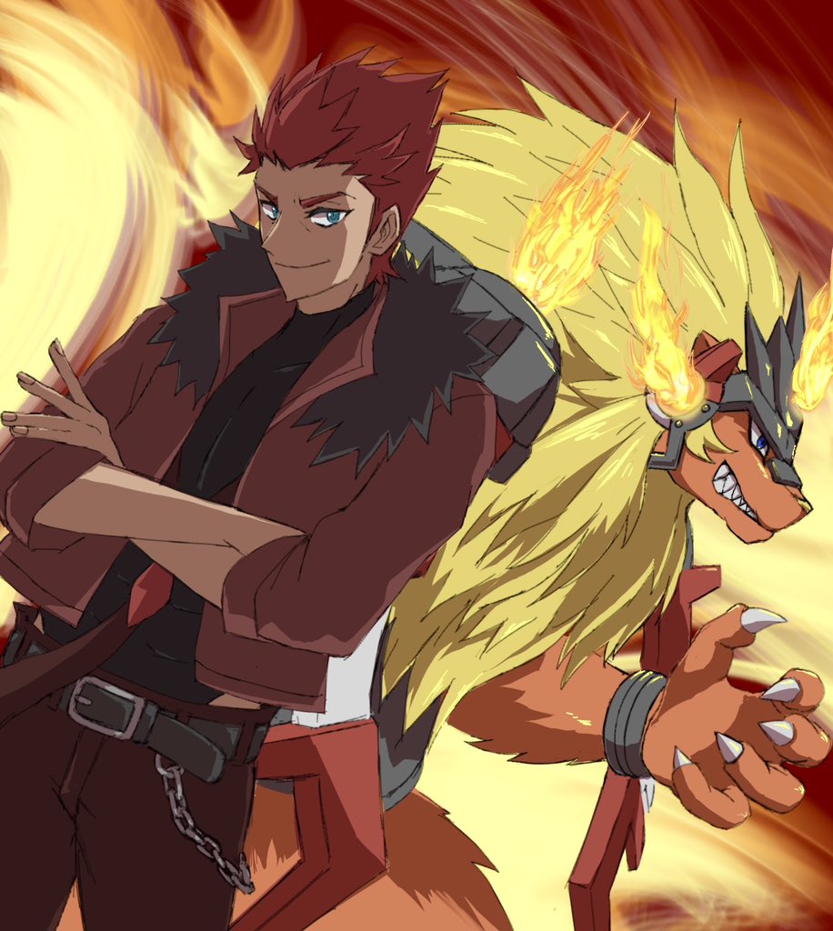 2boys, black_shirt, blonde_hair, blue_eyes, brown_pants, clenched_hand, commentary_request, cowboy_shot