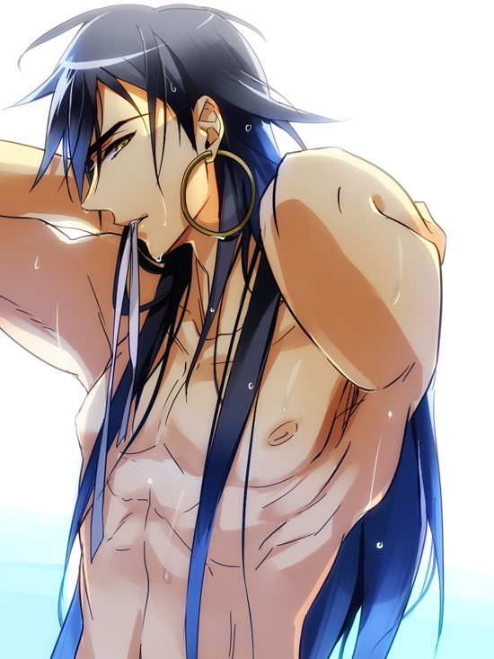 abs, black_hair, earrings, hoop_earrings, jewelry, long_hair, magi_the_labyrinth_of_magic, male