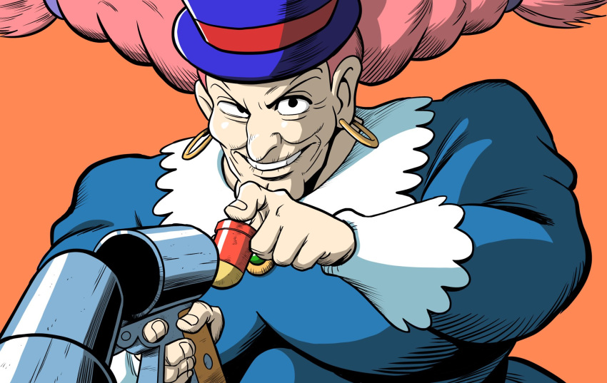 1girl, blue_dress, blue_hat, braid, breasts, bullet, clothes_lift, commentary_request
