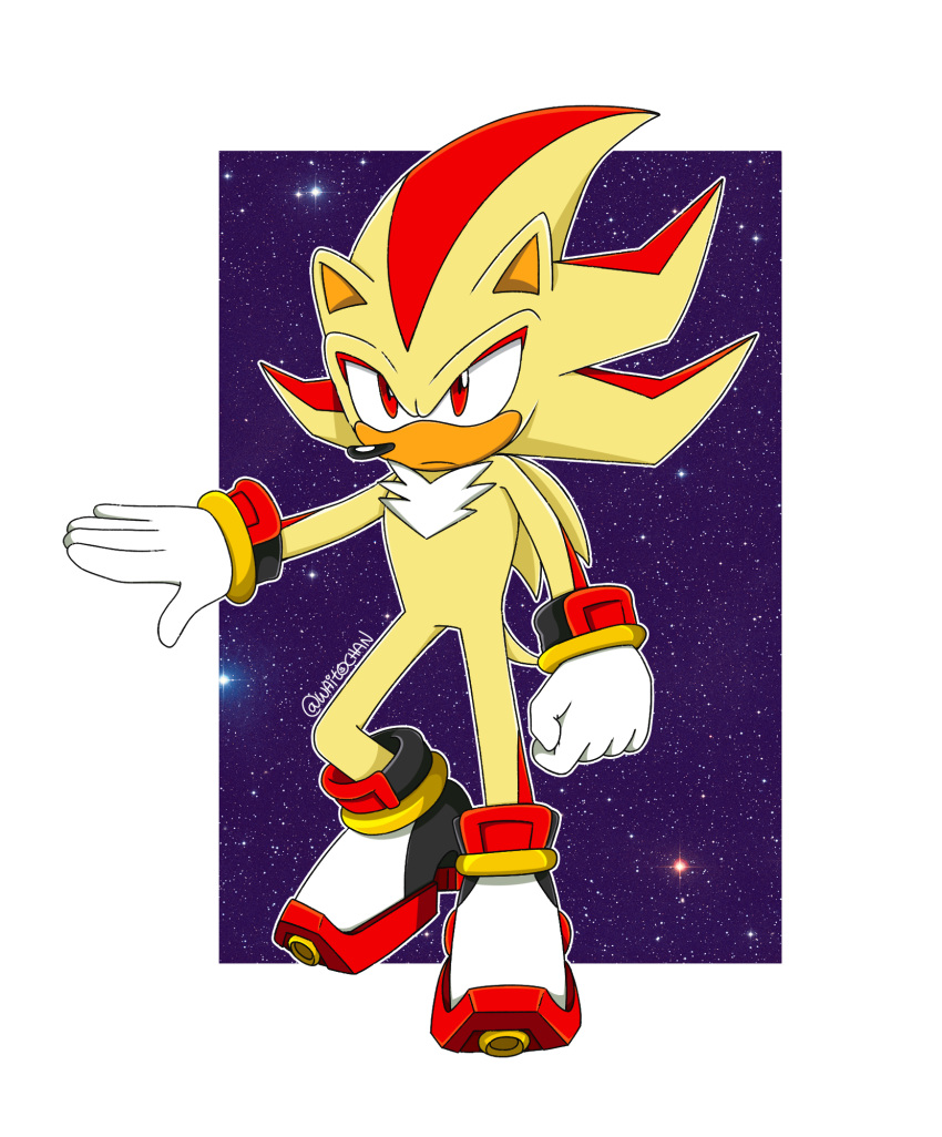 1boy, animal_nose, ankle_cuffs, artist_name, black_shoes, border, chest_fur, clenched_hand