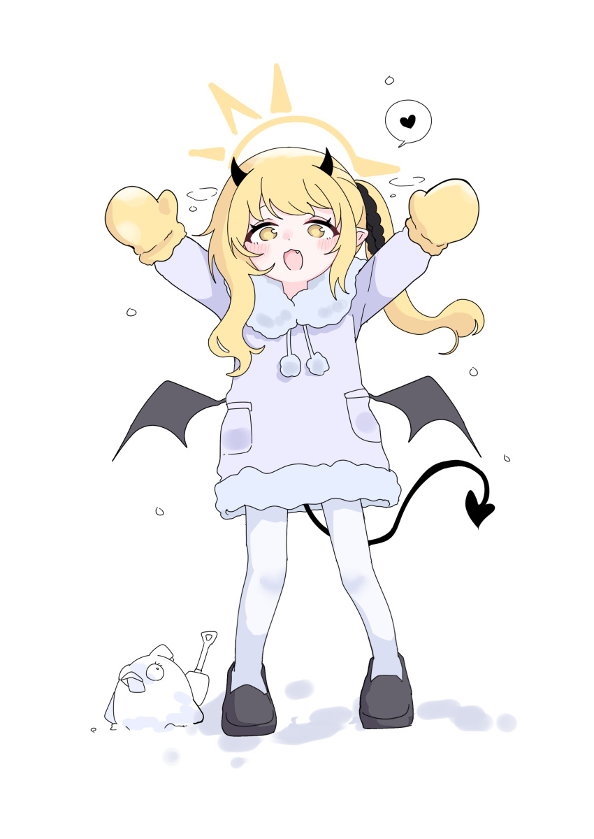 1girl, absurdres, arms_up, black_shoes, blonde_hair, blue_archive, blush, bobok