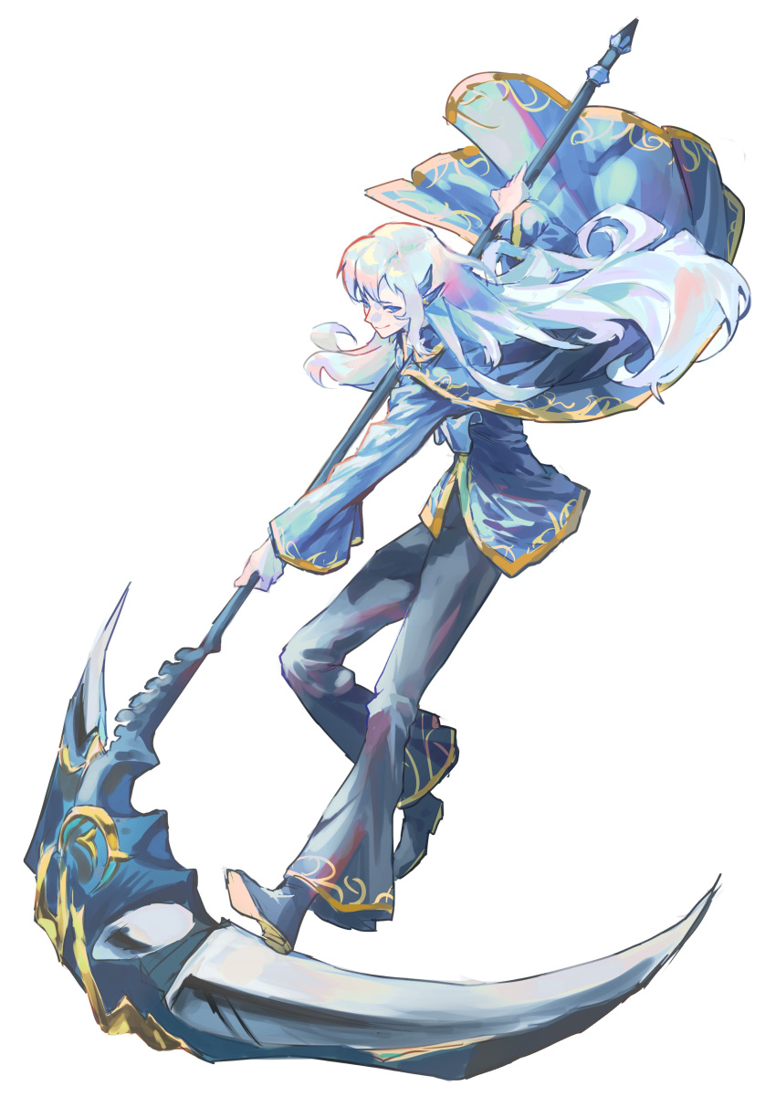 1boy, absurdres, argalia_(project_moon), black_pants, black_shoes, blue_cape, blue_jacket, cape