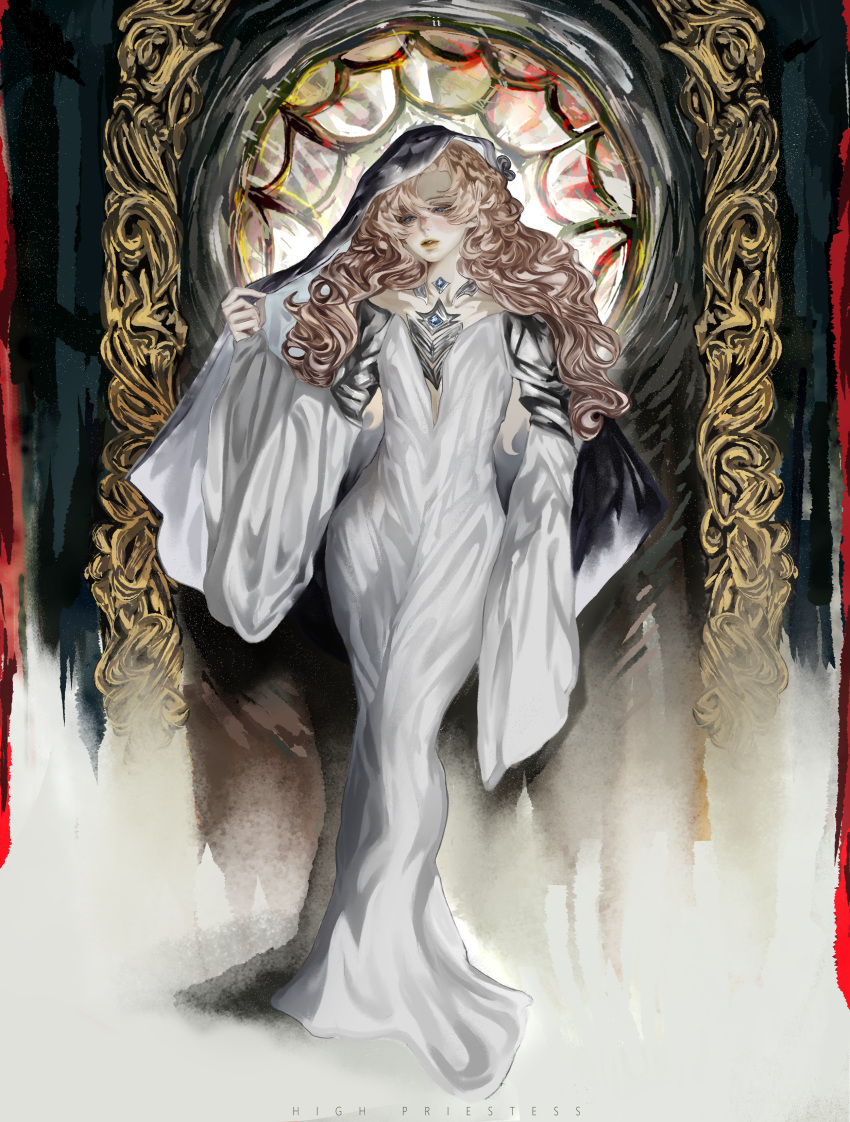 1girl, absurdres, armor, blonde_hair, blue_eyes, blush, cassie_(shadow_slave), cloak