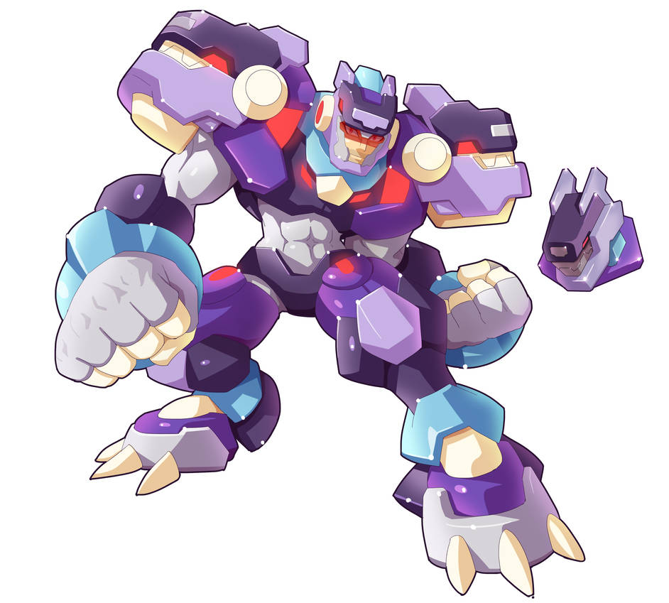 1boy, android, armor, biometal, clenched_hands, cosplay, full_body, helmet