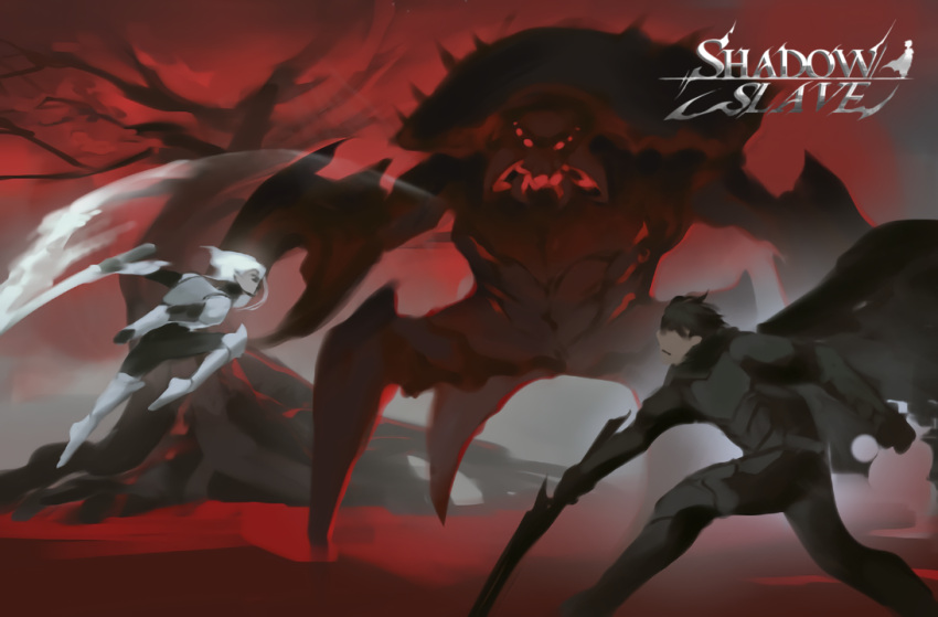 1boy, 1girl, aerisabella, animal, armor, bare_tree, black_cape, black_tunic