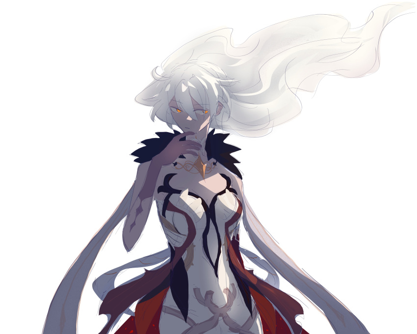 1girl, absurdres, asmoday_(genshin_impact), black_fur, carpp20, closed_mouth, colored_skin, english_commentary