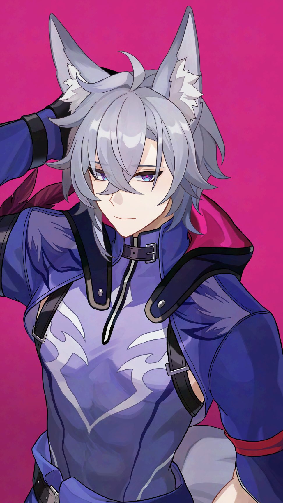 1boy, alternate_species, animal_ear_fluff, animal_ears, closed_mouth, commentary, expressionless, fox_boy