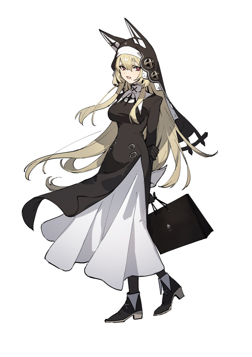 animal_ears, blonde_hair, commentary_request, dress, fox_ears, gloves, hair_between_eyes, highres