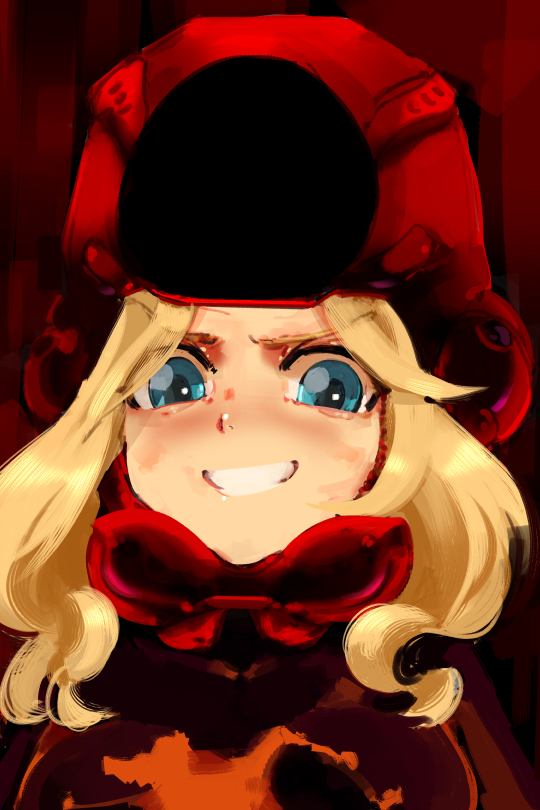1girl, alternate_costume, blonde_hair, blue_eyes, brigador, cosplay, crossover, girls_und_panzer, hat, helmet, jacket, kay_(girls_und_panzer), long_hair, long_sleeves, looking_at_viewer, military, open_mouth, portrait, red_hat, smile, solo, toorops, upper_body