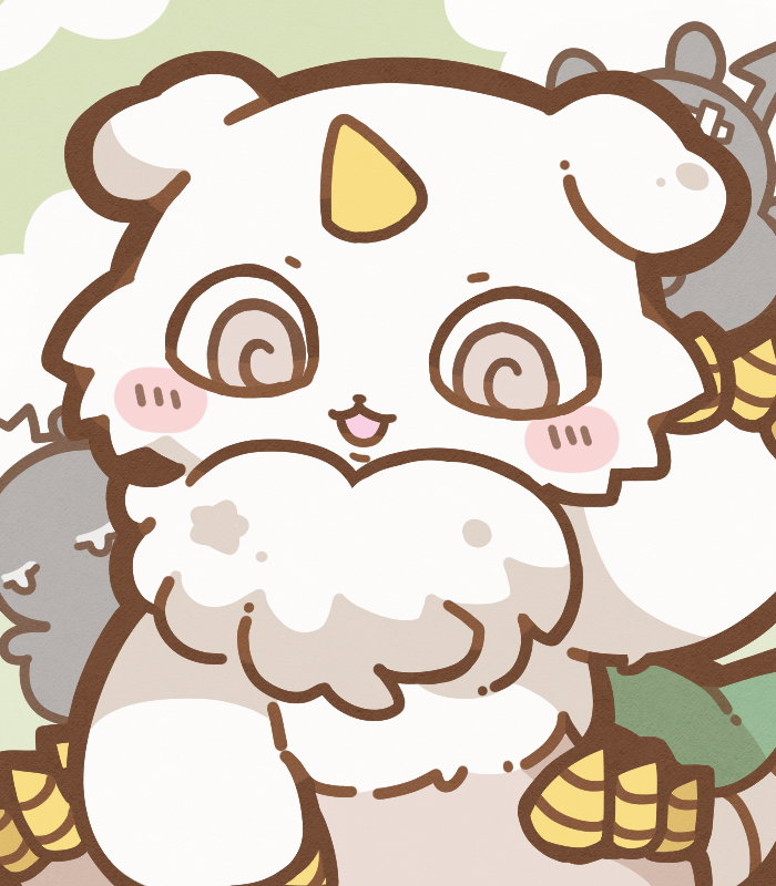 1other, anoko_(chiikawa), chibikemo, chiikawa, commentary_request, furry, green_background, hand_up