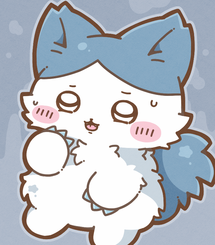 1other, blue_background, cat, chibikemo, chiikawa, commentary_request, furry, hachiware_(chiikawa)