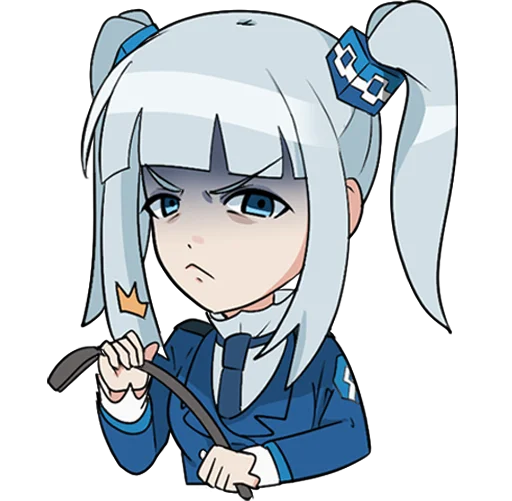 1girl, blue_eyes, blue_jacket, blue_necktie, blunt_bangs, blush, buttons, clothing_request