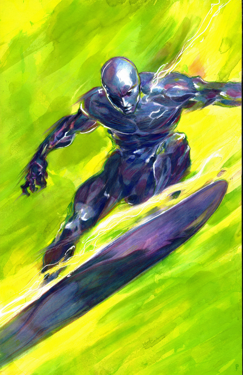 1boy, abstract_background, absurdres, colored_skin, commentary, divine_being, english_commentary, fantastic_four
