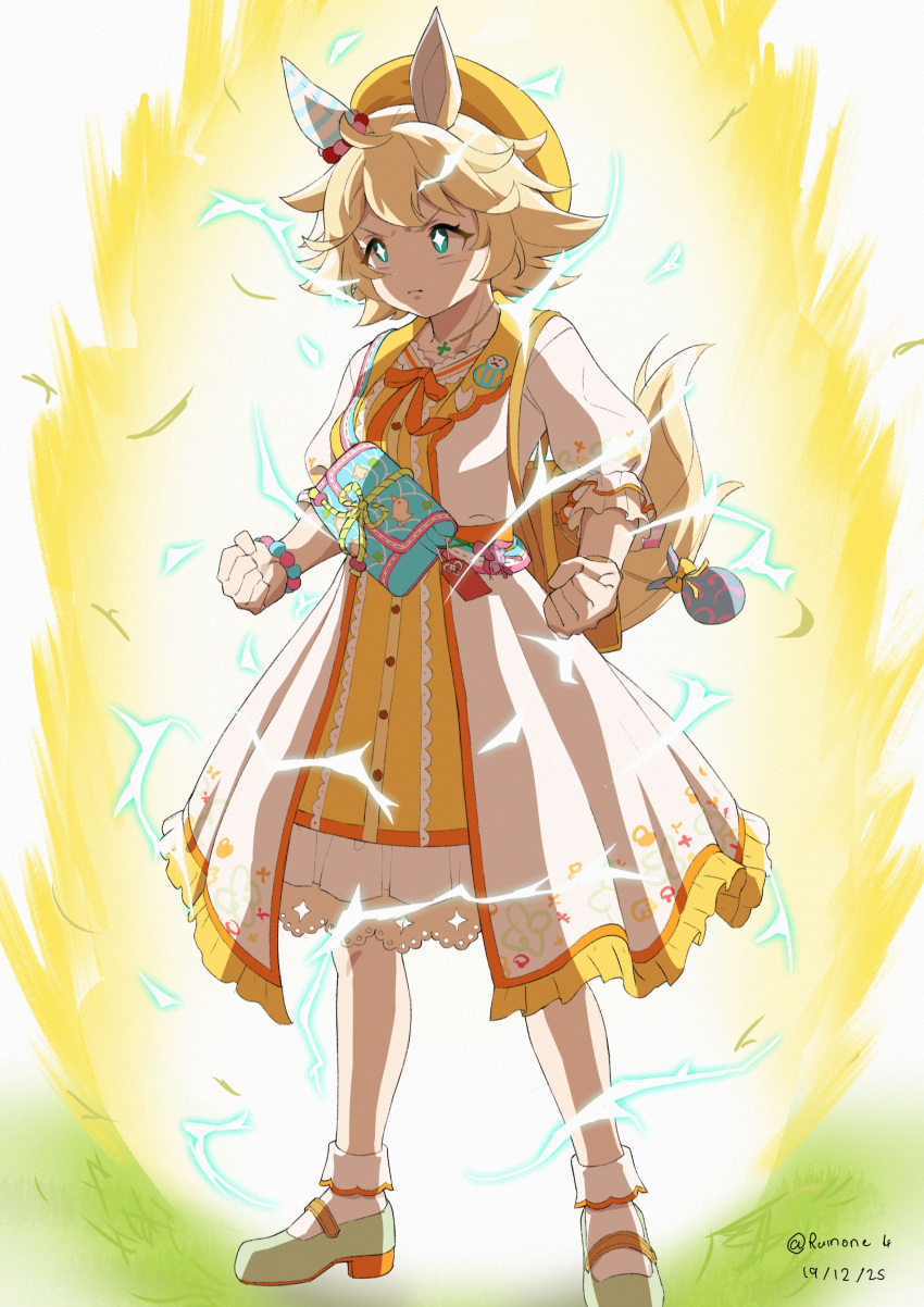 +_+, 1girl, absurdres, animal_ears, aura, bag, bead_bracelet, beads