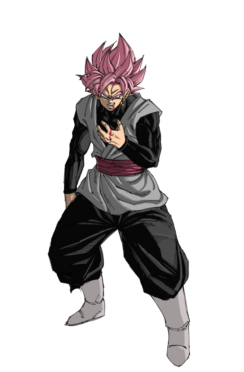 1boy, absurdres, black_pants, black_shirt, boots, dougi, dragon_ball, dragon_ball_super