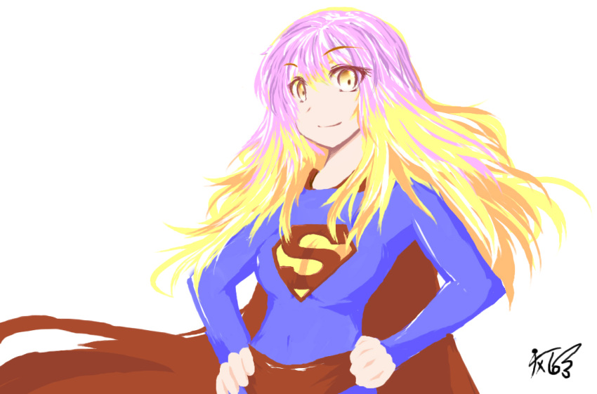 dc_comics, gradient_hair, hijiri_byakuren, long_hair, milksea, multicolored_hair, parody, solo