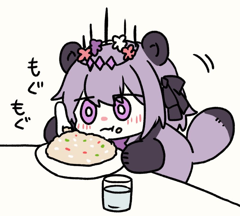 1girl, animal, animal_ears, blush, castorice_(butterfly_cake)_(honkai:_star_rail), castorice_(honkai:_star_rail), chibi, eating