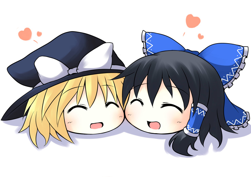 ^_^, alternate_color, bow, cheek-to-cheek, cheek_to_cheek, closed_eyes, eyes_closed, hair_bow