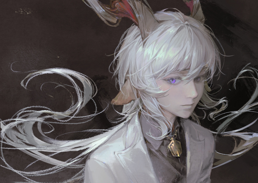 1boy, animal_ears, arknights, black_background, black_shirt, chinese_commentary, closed_mouth, collared_shirt