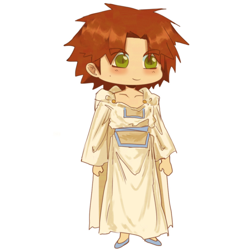 1boy, blush, brown_hair, cape, chibi, chibi_only, full_body, geh4sunny