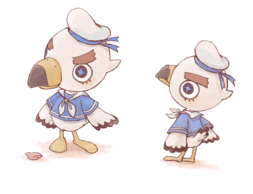 1boy, animal_crossing, bird_boy, blue_shirt, closed_mouth, commentary_request, full_body, furry