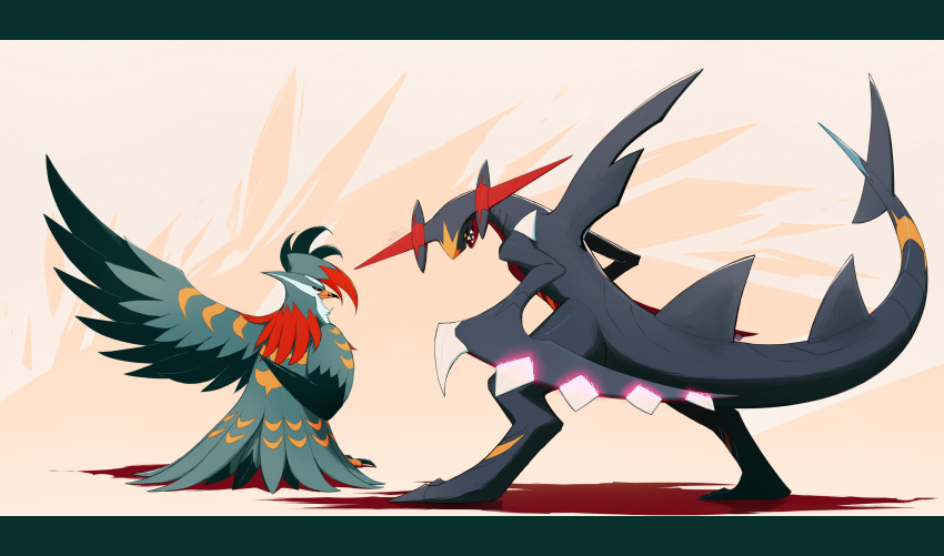 absurdres, bird, claws, closed_mouth, commentary_request, full_body, garchomp, highres