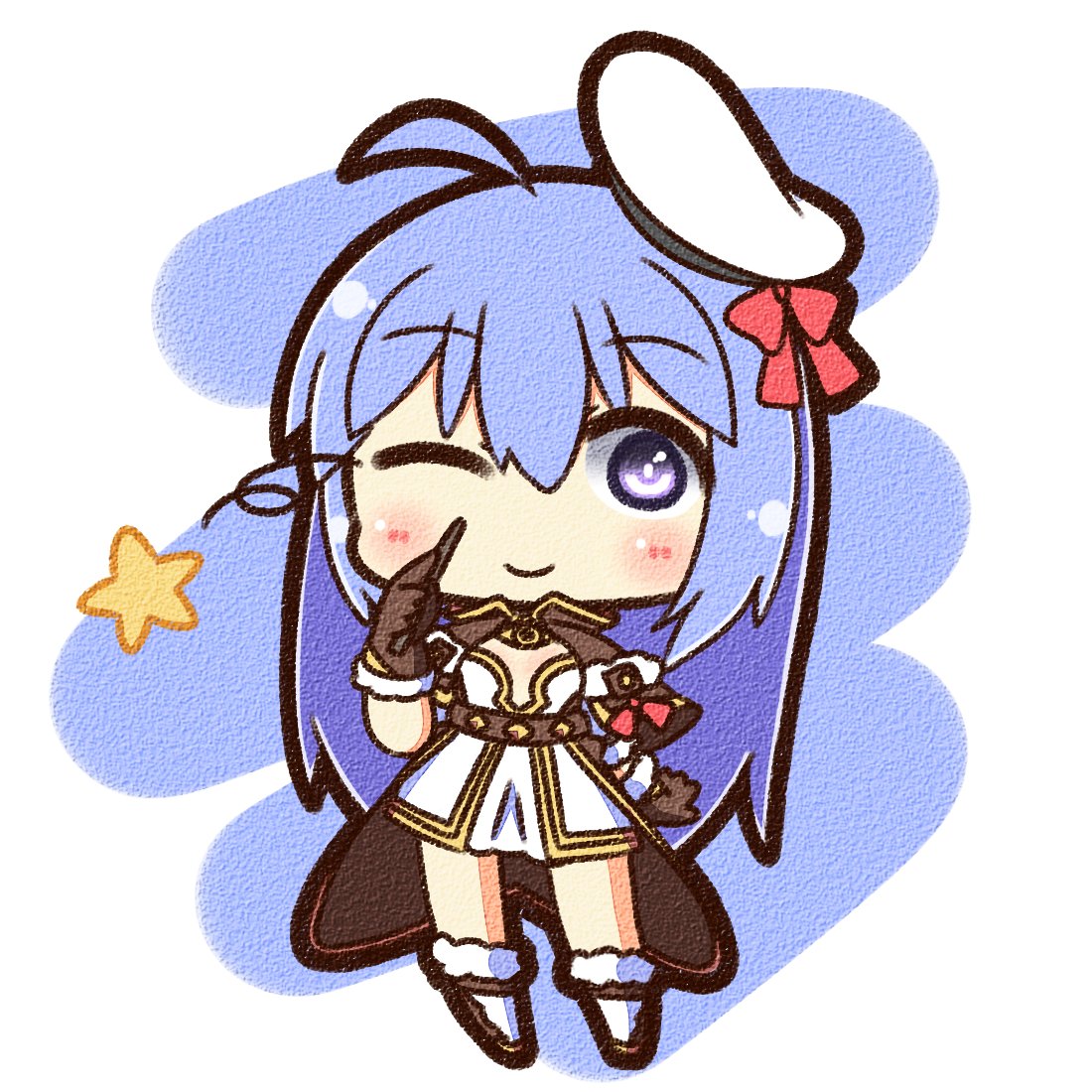 1girl, arch_mage_(ragnarok_online), beret, blue_hair, blush, boots, bow, brown_capelet