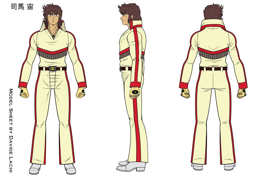 1970s_(style), 1boy, arms_at_sides, artist_name, black_eyes, brown_hair, closed_mouth, davide_lachi