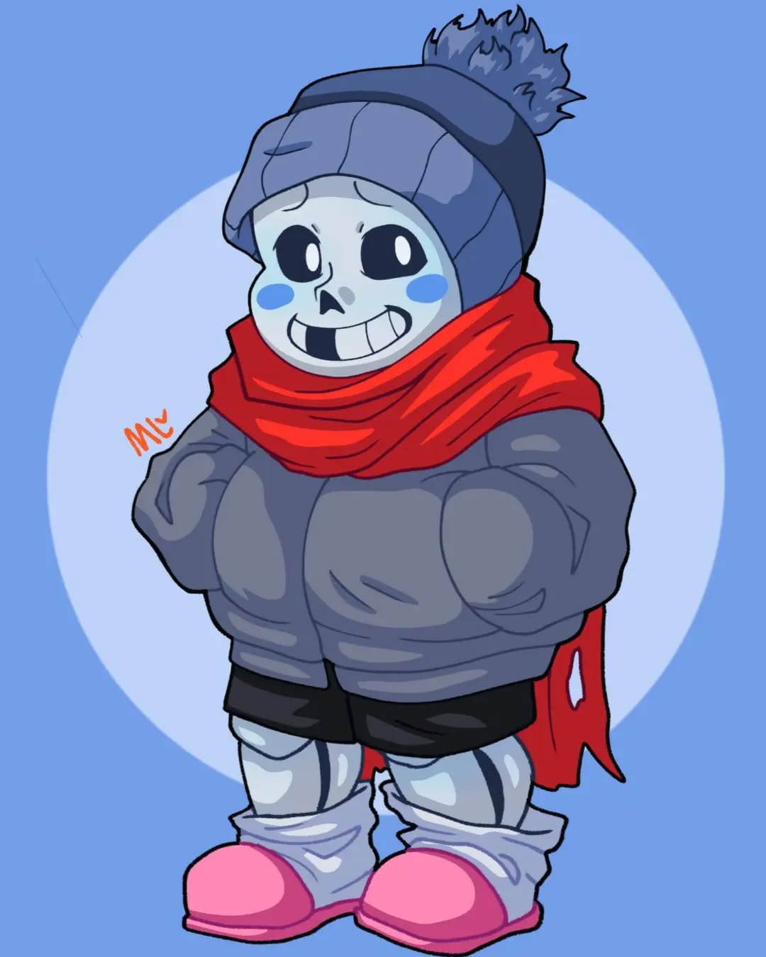 1boy, 2022, 2d, aged_down, black_shorts, blue_background, blue_blush, blush