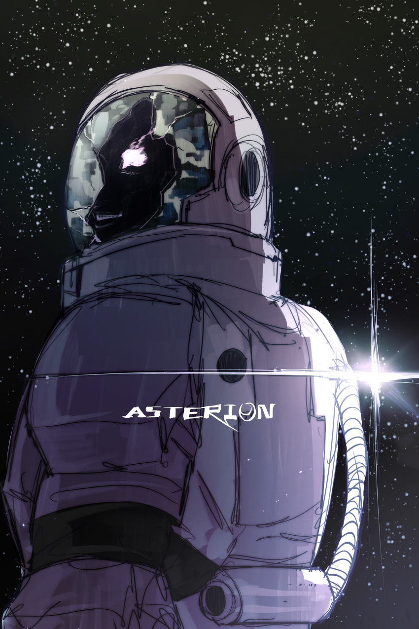 1other, absurdres, asterion_(shadow_slave), astronaut, black_skin, character_name, clenched_teeth, colored_skin