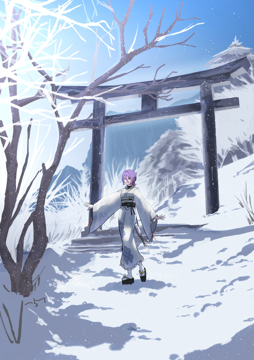 1girl, absurdres, blue_sky, breasts, chainsaw_man, commentary_request, full_body, hair_between_eyes