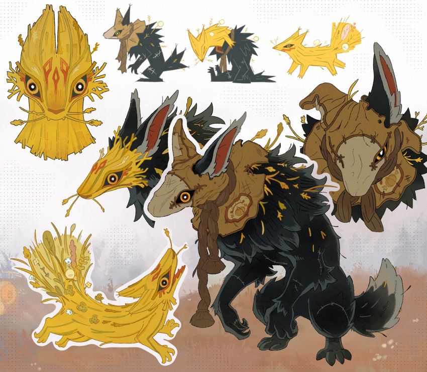 animalization, black_fur, claws, commentary, creature, english_commentary, fox, from_side