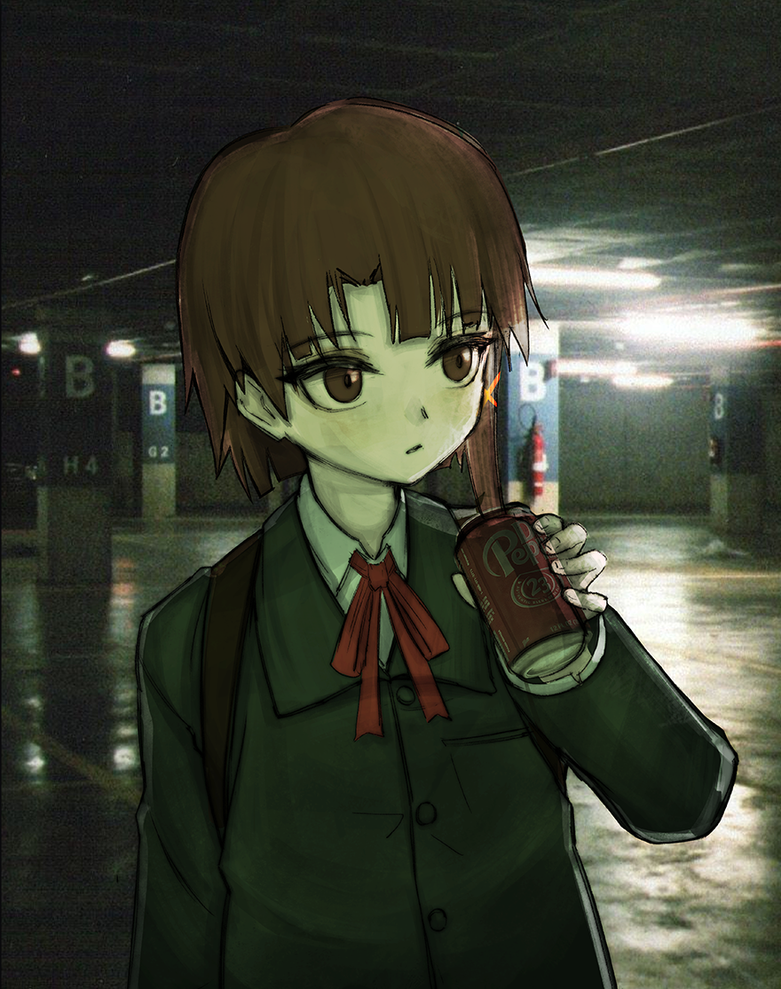 1girl, arm_at_side, asymmetrical_bangs, asymmetrical_hair, backlighting, blush, brown_eyes, brown_hair