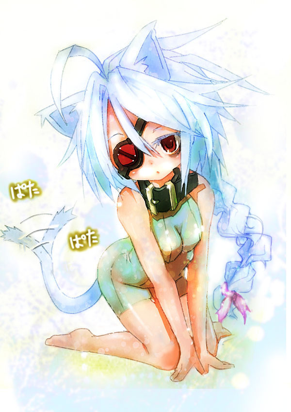 ahoge, animal_ears, barefoot, blazblue, braid, cat_ears, cat_tail, chatsubo
